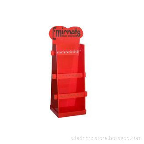 Red Corrugated Cardboard Hook Display Three Rows , Towels